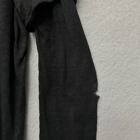 Free People We The Free Black Distressed Top Semi Sheer Long Sleeve M Whimsigoth - Picture 13 of 16